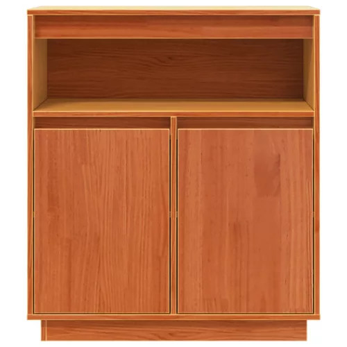  Széf polcokkal tárolóval ajtóval Viaszbarna 70 x 34 x 80 cm Tömör fenyőfa
