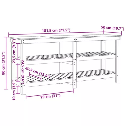  Munkapad Faggyú barna 181.5 x 50 x 80 cm Tömör fenyőfa