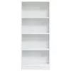  magasfényű fehér szerelt fa könyvespolc 60 x 24 x 143 cm