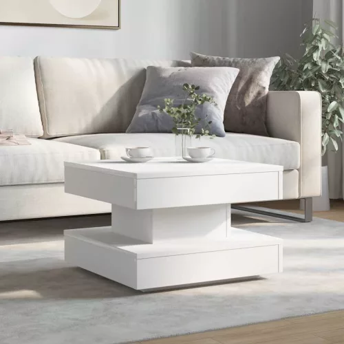  fehér dohányzóasztal 360 fokban forgatható 50x50x34,5 cm
