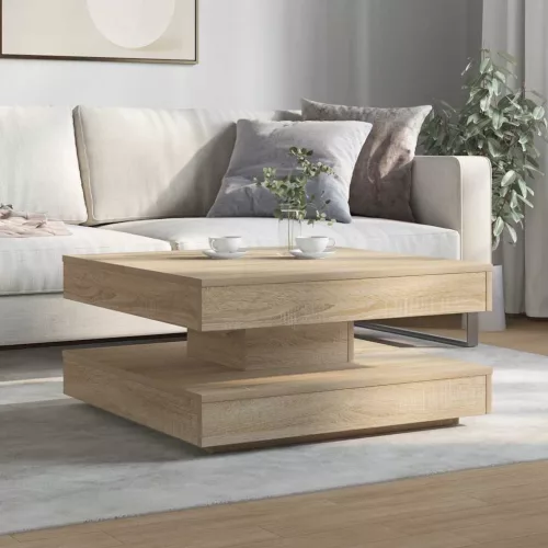  sonoma tölgy dohányzóasztal 360 fokban forgatható 70x70x34,5 cm