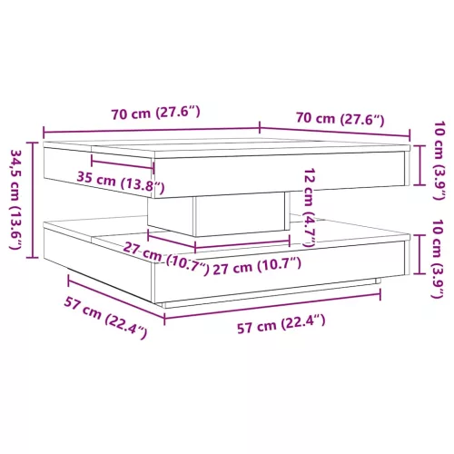  betonszürke dohányzóasztal 360 fokban forgatható 70x70x34,5 cm