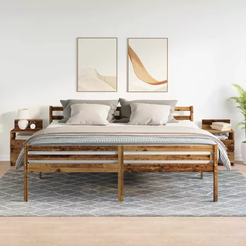  2 db antik fa színű éjjeliszekrény 2 fiókkal 40x33x60 cm