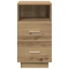  kézműves tölgy színű éjjeliszekrény 2 fiókkal 36x36x68 cm