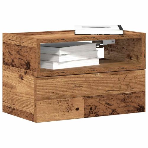  antik fa színű falra szerelhető éjjeliszekrény 45x26x28,5 cm