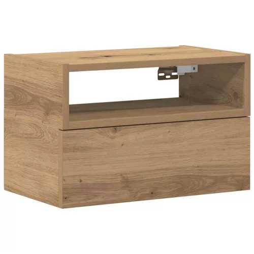  kézműves tölgy színű falra szerelhető éjjeliszekrény