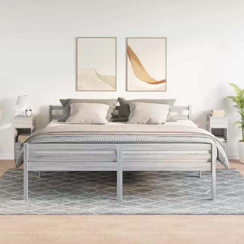  2 db szürke sonoma színű éjjeliszekrény fiókkal 25x31x66 cm