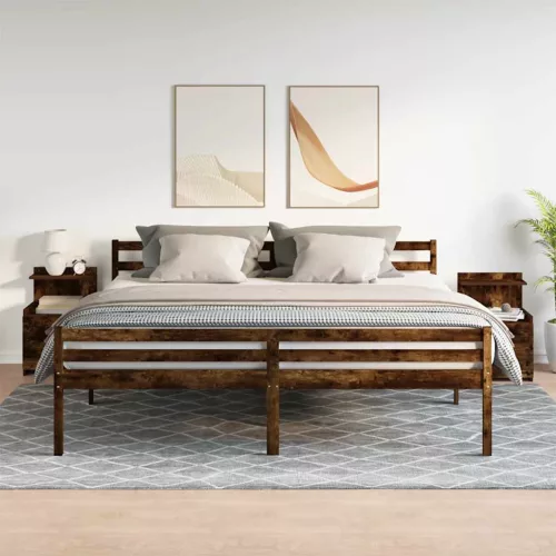  2 db-os éjjeliszekrény 2 fiókkal, füstölt tölgyfa 40 x 36,5 x 62 cm