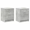  2 db betonszürke éjjeliszekrény 2 fiókkal 40x36x50 cm