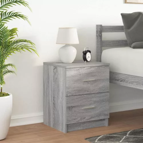  szürke sonoma színű éjjeliszekrény 2 fiókkal 40x36x50 cm