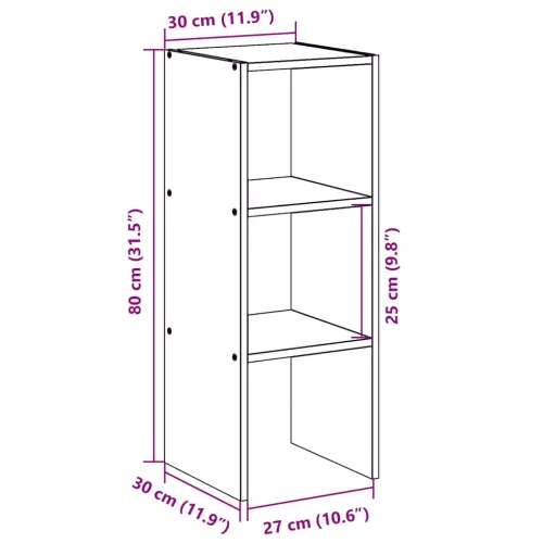  fekete tölgy szerelt fa könyvespolc halmozható 30 x 30 x 80 cm