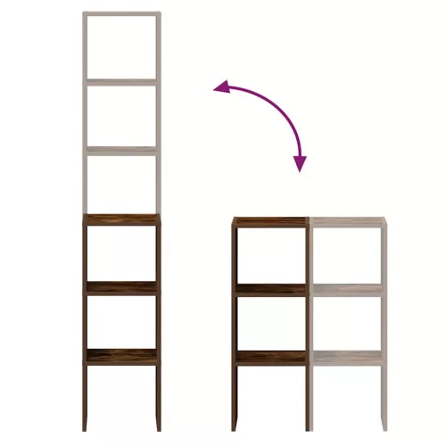  2 db füstös tölgy színű szerelt fa könyvespolcok halmozható