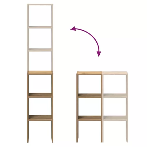  2 db kézműves tölgy színű szerelt fa könyvespolcok halmozható