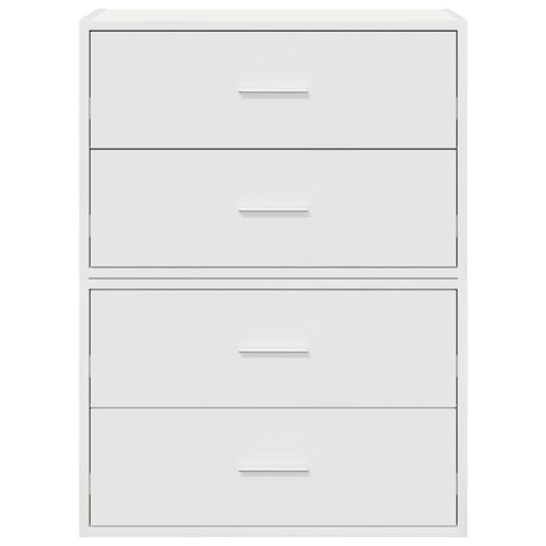  2 db fehér szerelt fa szekrény 2 fiókkal 60 x 31 x 40 cm