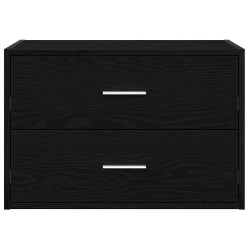  fekete tölgy szerelt fa szekrény 2 fiókkal 60 x 31 x 40 cm