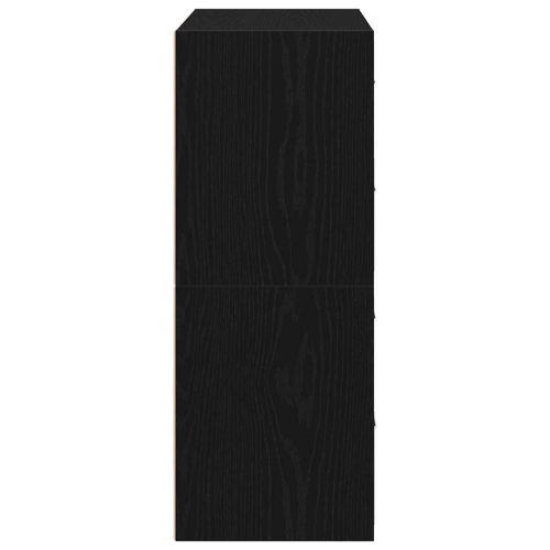  2 db fekete tölgy szerelt fa szekrény 2 fiókkal 60 x 31 x 40 cm