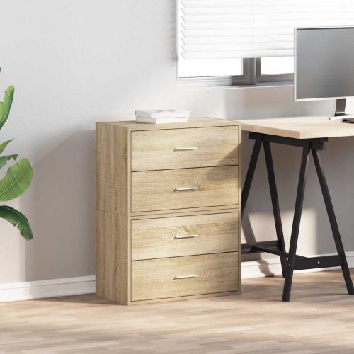  2 db sonoma tölgy szerelt fa szekrény 2 fiókkal 60 x 31 x 40 cm