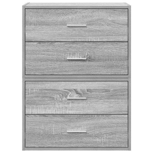  2 db szürke sonoma szerelt fa szekrény 2 fiókkal 60 x 31 x 40cm