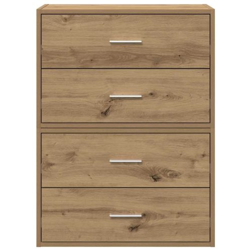  2 db kézműves tölgy szerelt fa szekrény 2 fiókkal 60x31x40 cm