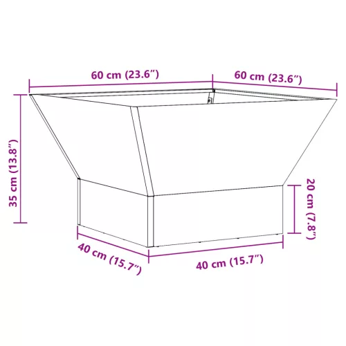  Tűzrakó Négyzet Fekete 60x60x35 cm Acél