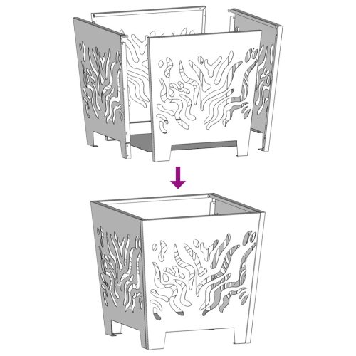  Tűzrakóhely Négyzet Fekete 40x40x40 cm Acél