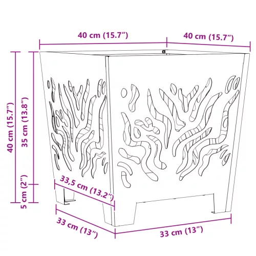  Tűzrakóhely Négyzet Fekete 40x40x40 cm Acél