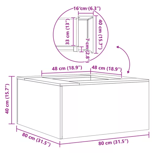  Tűzrakóhely Négyzet Fekete 80x80x40 cm Acél