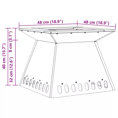 Tűzrakóhely Fekete 48x48x40 cm Acél