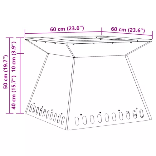  Tűzrakó Fekete 60x60x50 cm Acél
