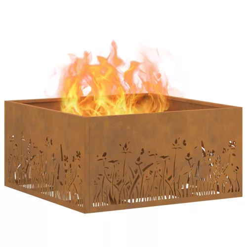  Tűzrakóhely Négyzetes 60x60x30 cm Időjárásálló Acél