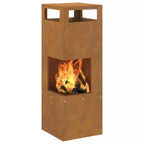  Tűzrakóhely Négyzet 35x35x100 cm Viharvert Acél