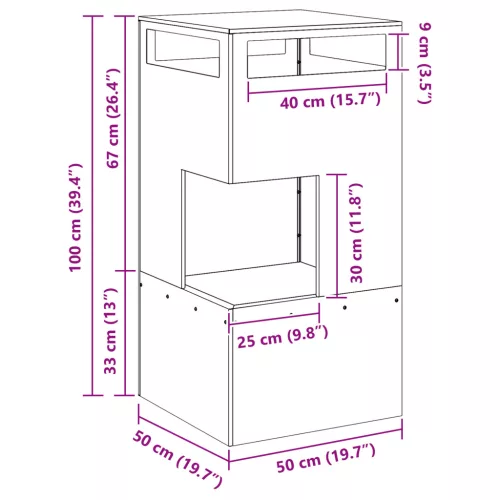  Tűzrakó 50x50x100 cm Időjárásálló Acél