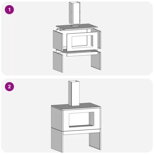  Tűzrakóhely Kéménnyel Fekete 60x40x96 cm Acél