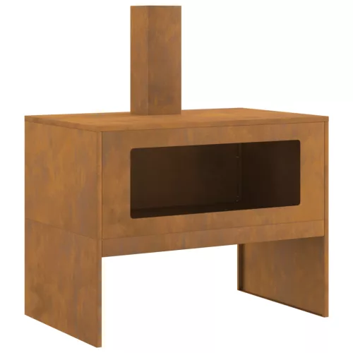  tűzkályha kéménnyel 80x50x96 cm időjárás-barát acélból