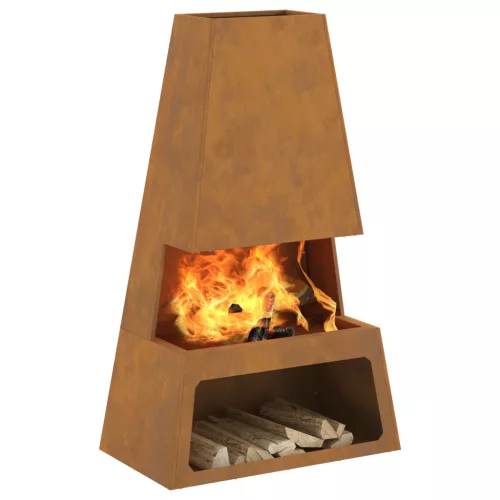  Tüzelőanyag tárolós tűzrakóhely 60x35x100 cm Időjárásálló acél