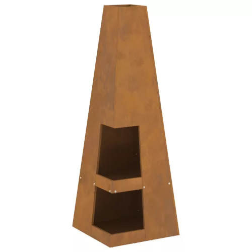  Tűzrakó Hely Lábakkal, 35x35x100 cm, Viharvert Acél.