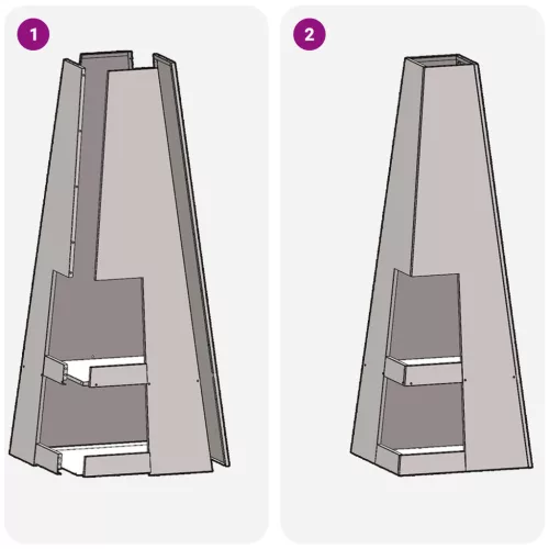  Tűzrakó Hely Lábakkal, 35x35x100 cm, Viharvert Acél.