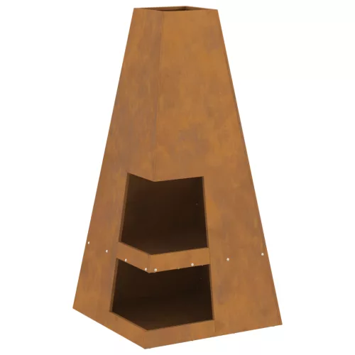  Tűzrakó talapzat tűzifatartóval 50 x 50 x 100 cm - Viharvert acél