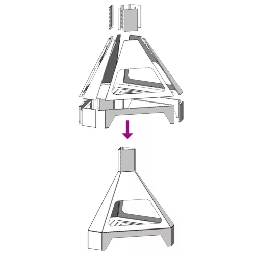  Kályha Füstcsővel Fekete 50x43x52 cm Acél