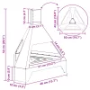  Tűzrakóhely kéménnyel 50x43x52 cm időjárásálló acélból