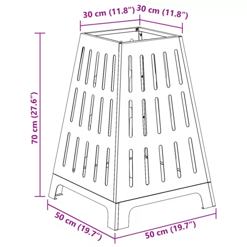  Négyzet alakú Fekete 50x50x70 cm Acél Tűzrakó tűzhely
