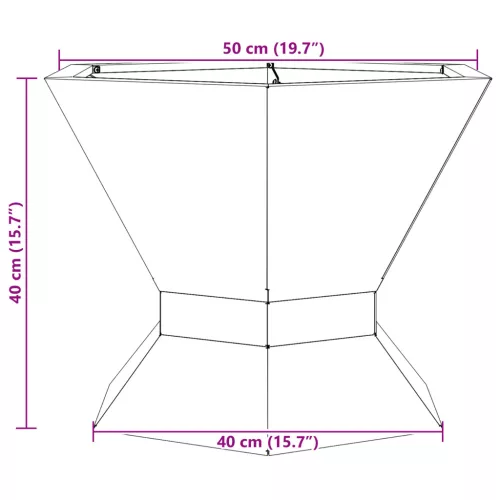  Hexagonális Tűzrakó Fekete 50x50x40 cm Acél