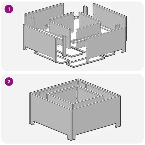  Tűzrakóhely Négyzetes Fekete 60x60x30 cm Acél