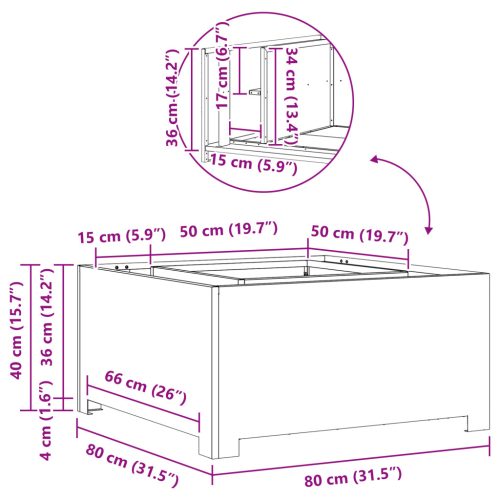  Tűzrakóhely Négyzet Fekete 80x80x40 cm Acél