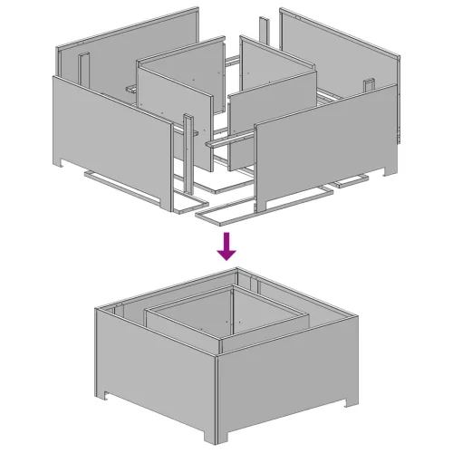  Tűzrakóhely Négyzet 80x80x40 cm Viharvert Acél