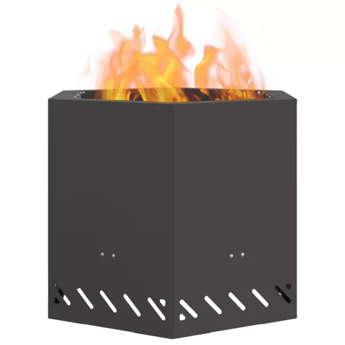  Füstmentes Tűzrakóhely Hatszögletű Fekete 58x58x51 cm Acél