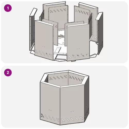  Füstmentes Tűzrakóhely Hatszögletű Fekete 58x58x51 cm Acél