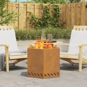    Füstmentes Tűzrakóhely Hatszögletű 58x58x51 cm Viharvert Acél