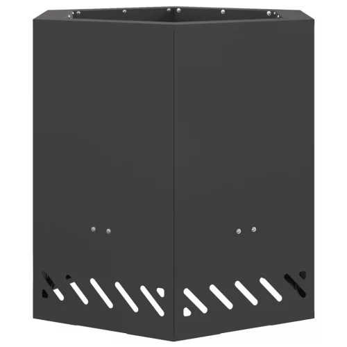  Füstmentes Tüzihorgász Hatszögletű Fekete 48x48x51 cm Acél