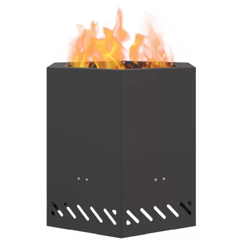  Füstmentes Tüzihorgász Hatszögletű Fekete 48x48x51 cm Acél